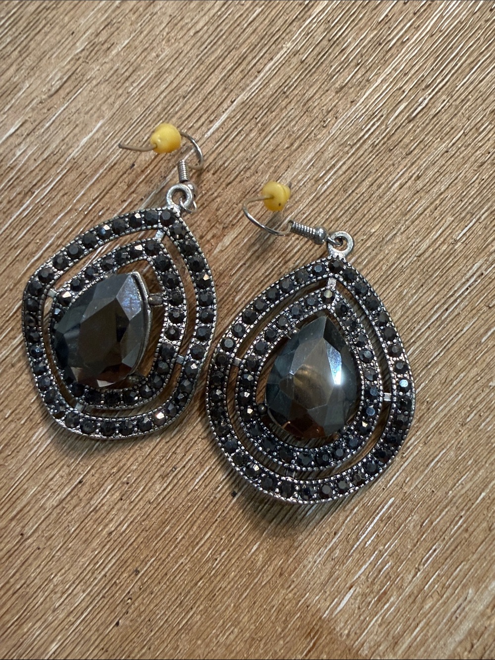 Classic Teardrop Black Crystal Dangle Earrings